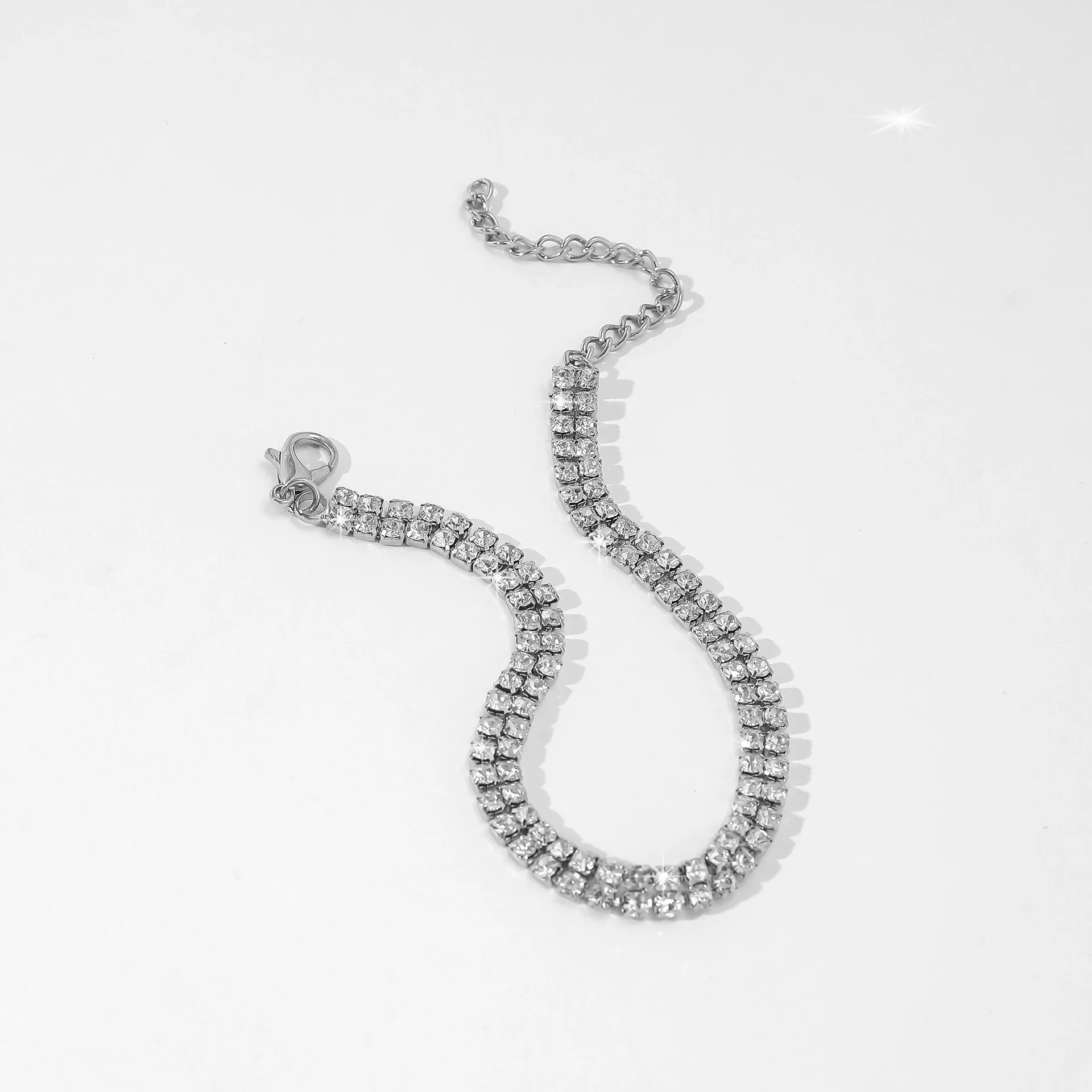 Luxury Bling Crystal Rhinestone Bracelets for Women Silver Color Elegant Bridal Wedding Jewelry