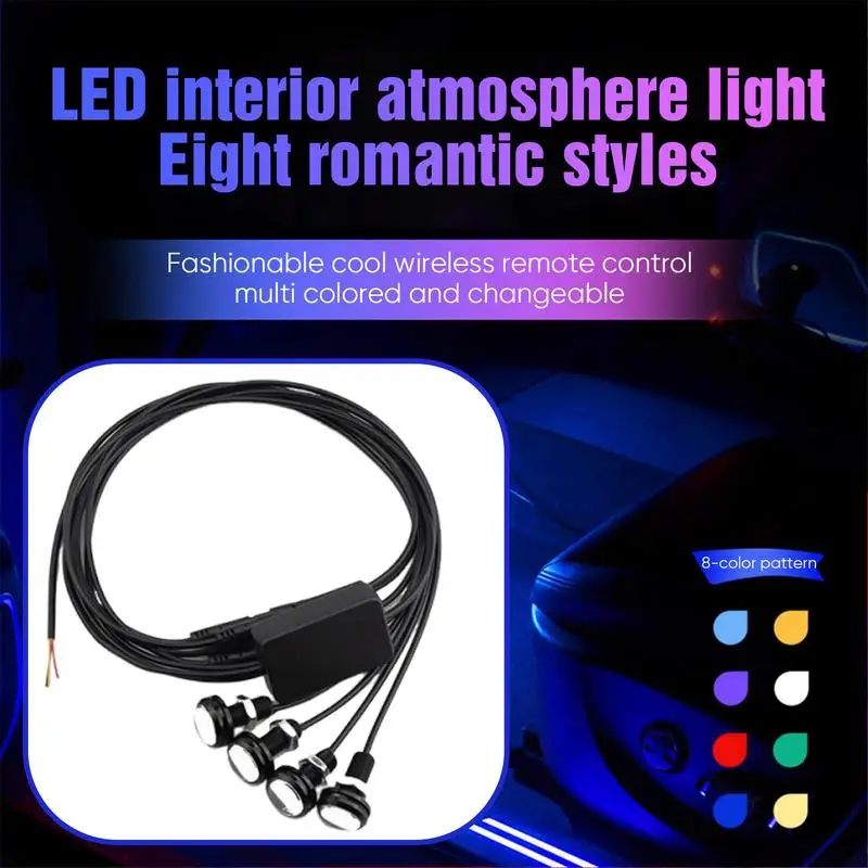 Motorcycle Lights 4 In 1 Motorcycle Auxiliary LED Light Kit 7 Colors App Control IP67 Waterproof Flashing Brake Light