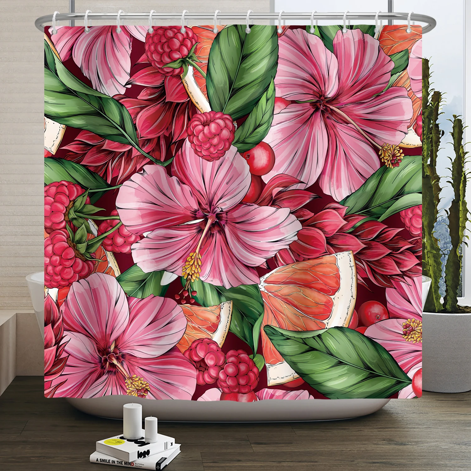 Boho Luxury Floral Shower Curtain Flower Butterfly Waterproof Polyester Bathroom Curtain with Hooks Bathtub Screen 180x240