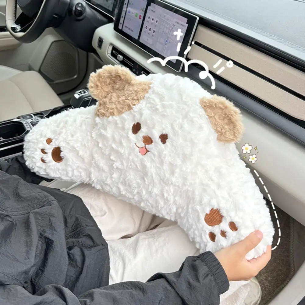 Dog Car Headrest Pillow Plush Neck Support Pillow Soft Cozy Travel Companion Cute Dog Design Neck Cushion For Winter Protection