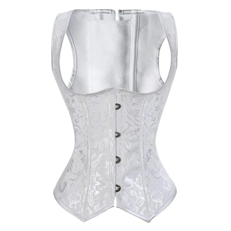 Underbust Corset Plus Size Steel Boned Vest Basques Bustiers Lingerie for Women Top Sexy Corsetto Shoulder Strap Blue White