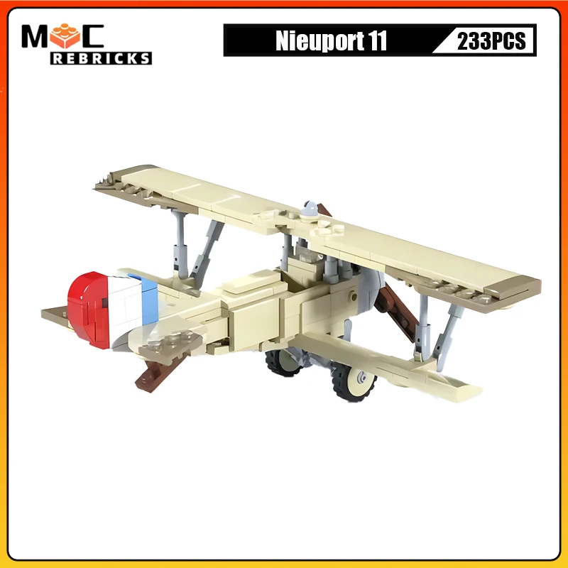 High-tech Military Aircraft WW1 German Army Nieuport 11 Light Fighter MOC Building Blocks Assembly Model Kid's DIY Bricks Toys