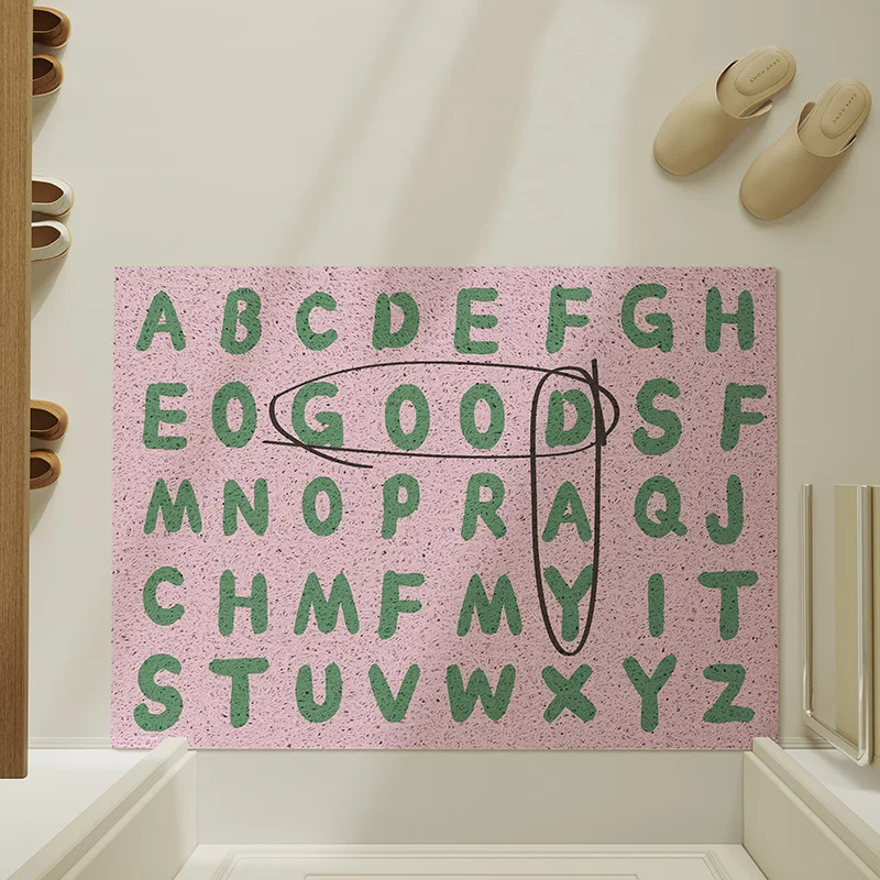 

Simplified Alphabet Wire Loop Doormat Cuttable Welcome Entrance Rug Hallway Mat Carpet Area Anti Dust Floor Tidy Clean Pad