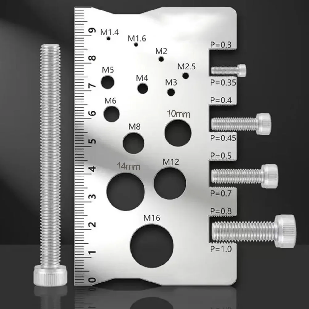 2 Pcs Screw Thread Pitch Gauge Ruler Measuring Tool Bolt Nut Metric Stainless Steel Screw Cutting Gauge Angle Model Measuring