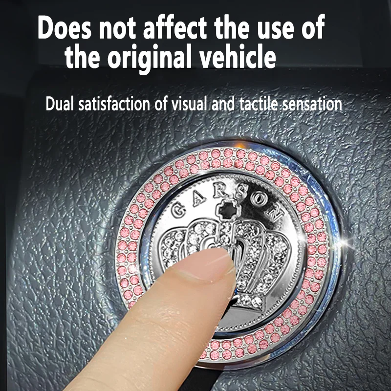 Decoration Ring Diamond Rhinestone Car Decor One Click Start Button Engine Start Stop Switch Button Cover