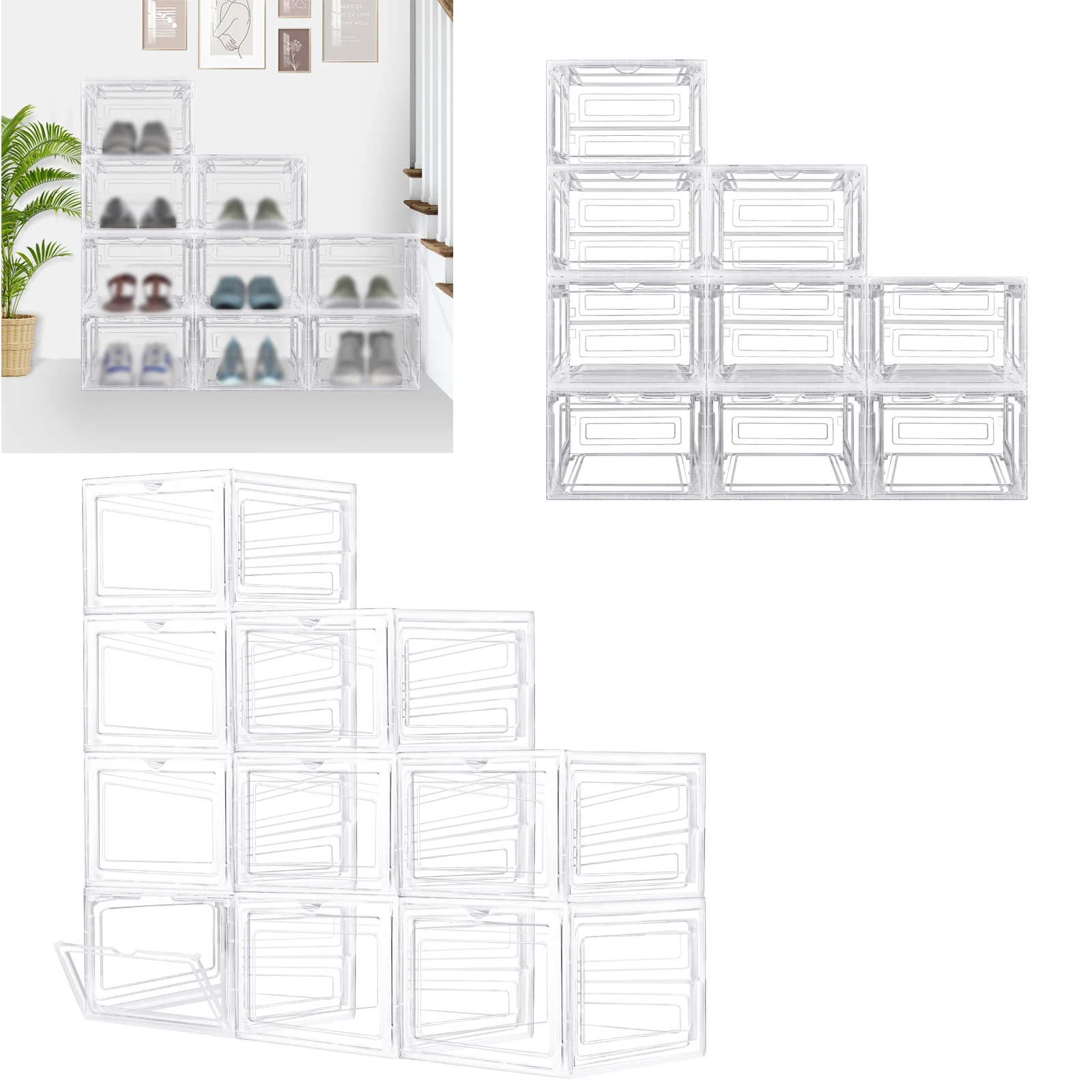 Clear Plastic Shoe Organizer with Magnetic Door