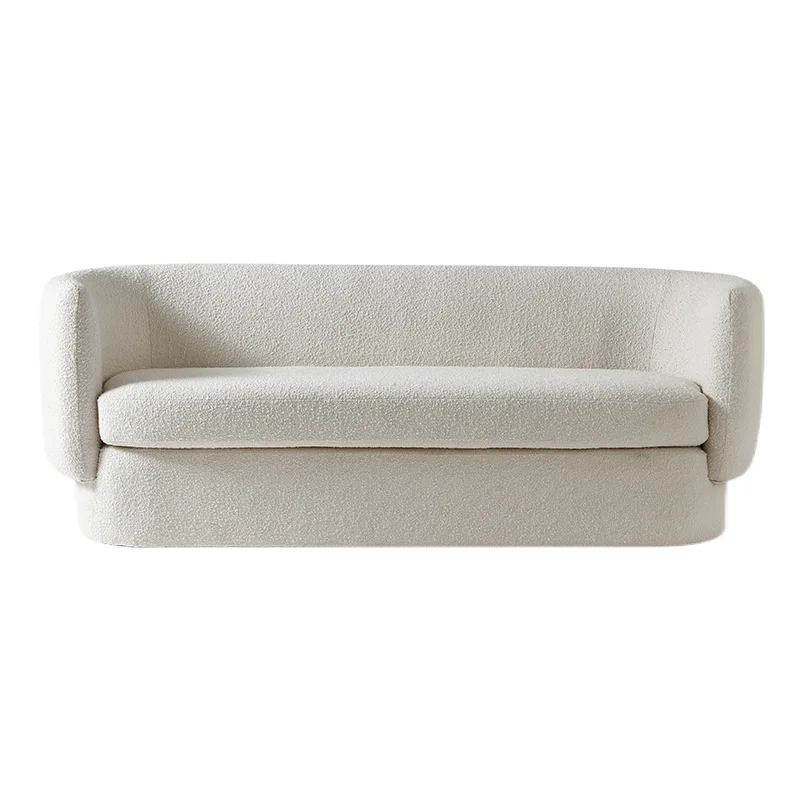 Nordic Japanese-style wabi-sabi wind lamb wool fabric double sofa simple modern designer small apartment living room sofa