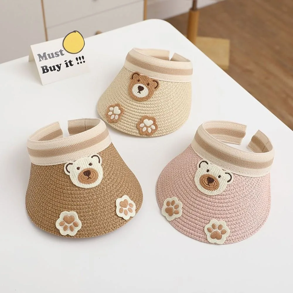 

New Cartoon Children Sunshade Hat Breathable UV Protection Straw Cap Beach Hats Summer