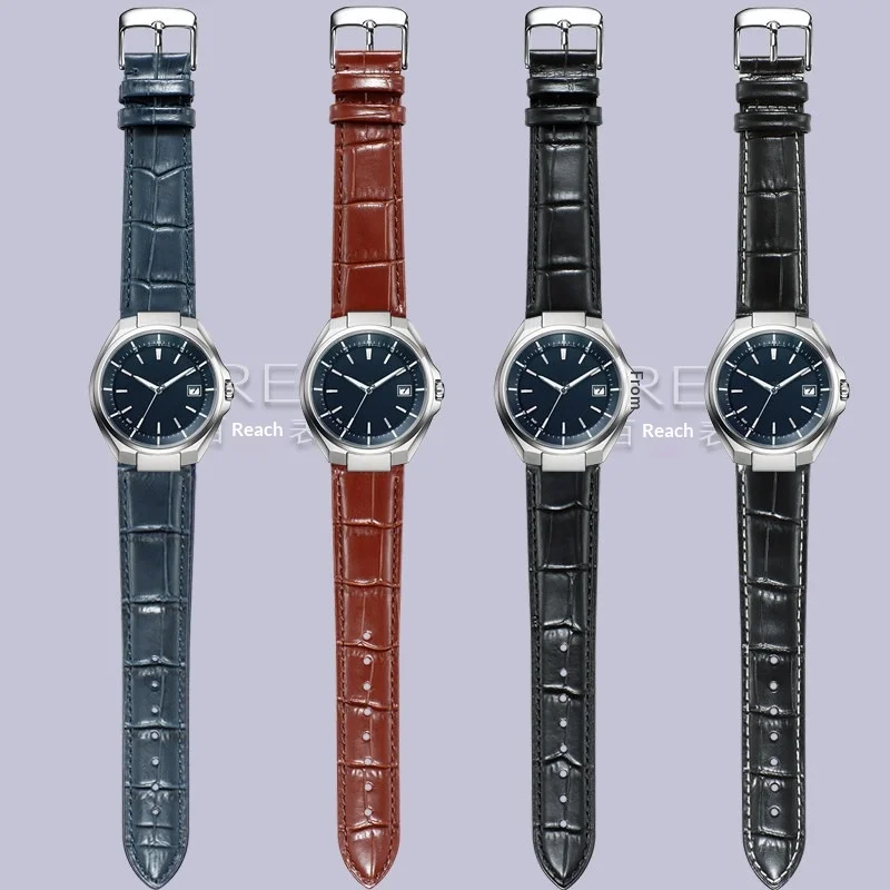 Curved Recessed End Genuine Leather Watch Strap for Citizen Perpetual Calendar CB3010 CB‑0164/0160 Men's Replacement Watch Band