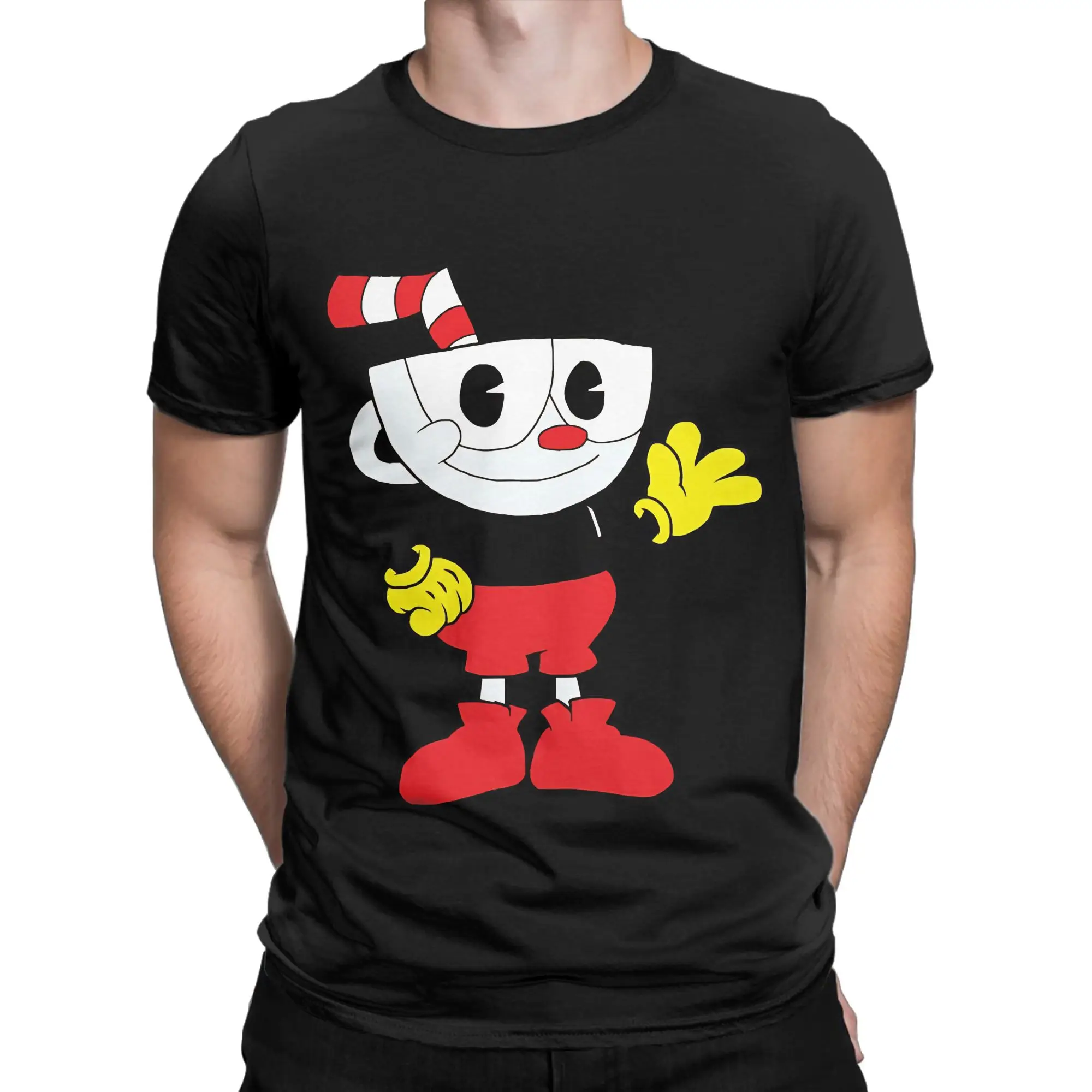 Cuphead red Funny Graphic 100% Cotton T-Shirt Cuphead Tees Tops For Men