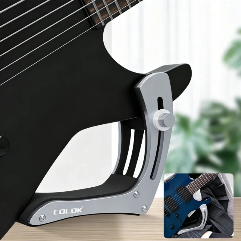Aluminum Alloy Adjustable Electric Guitar Leg Rest, Support Holder Foot Pad for Guitar Performance Accessories