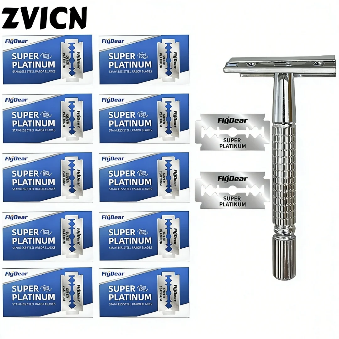 Stainless Steel Double-Sided Shaver, Men's Shaver, Sharp Blade Replaceable, Old-Fashioned Shaver, Suitable for Hair Removal