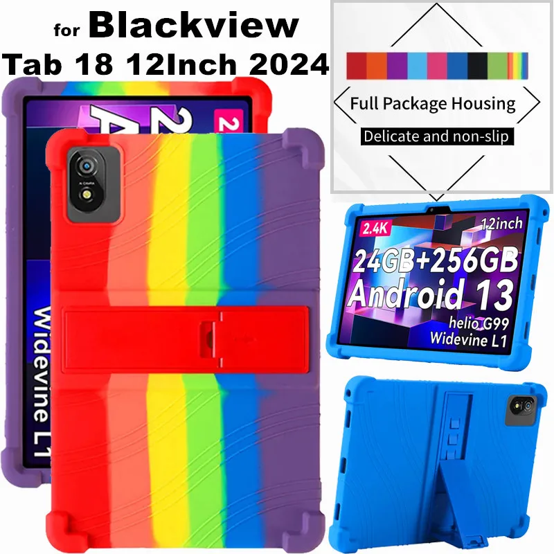 for Blackview Tab 18 Tab18 12Inch 2024 Tablet Android 13 Case Super Shockproof Soft Silicone Protective Case Stand Cover