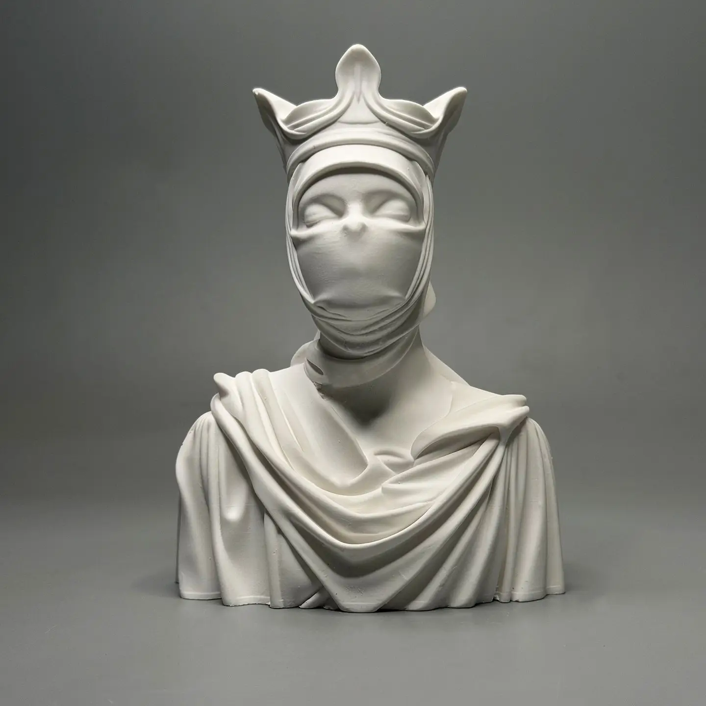 Veiled Queen Sibylla Bust Statue Greek Style Resin Plaster Sculpture Head Figurine for Home Decor Desk Shelf Room Aesthetic Gift