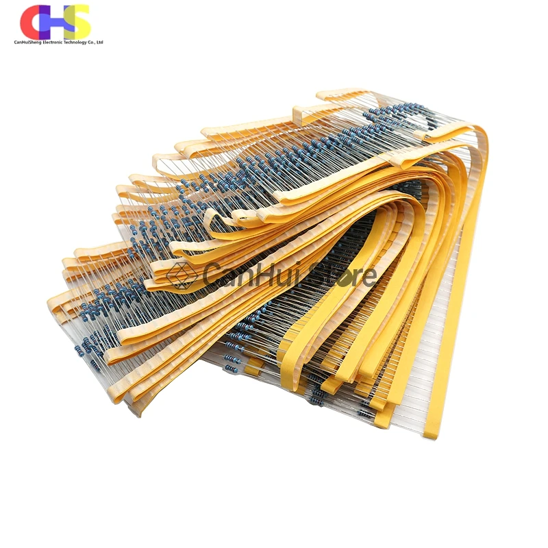 100szt 0.25W 1/4W 1R~22M 1% Metal Film Resistor 0R 2.2R 4.7R 10R 22R 47R 68 100R 220R 1K 1.5K 2.2K 4.7K 10K 100K 470K 1M 10M ohm