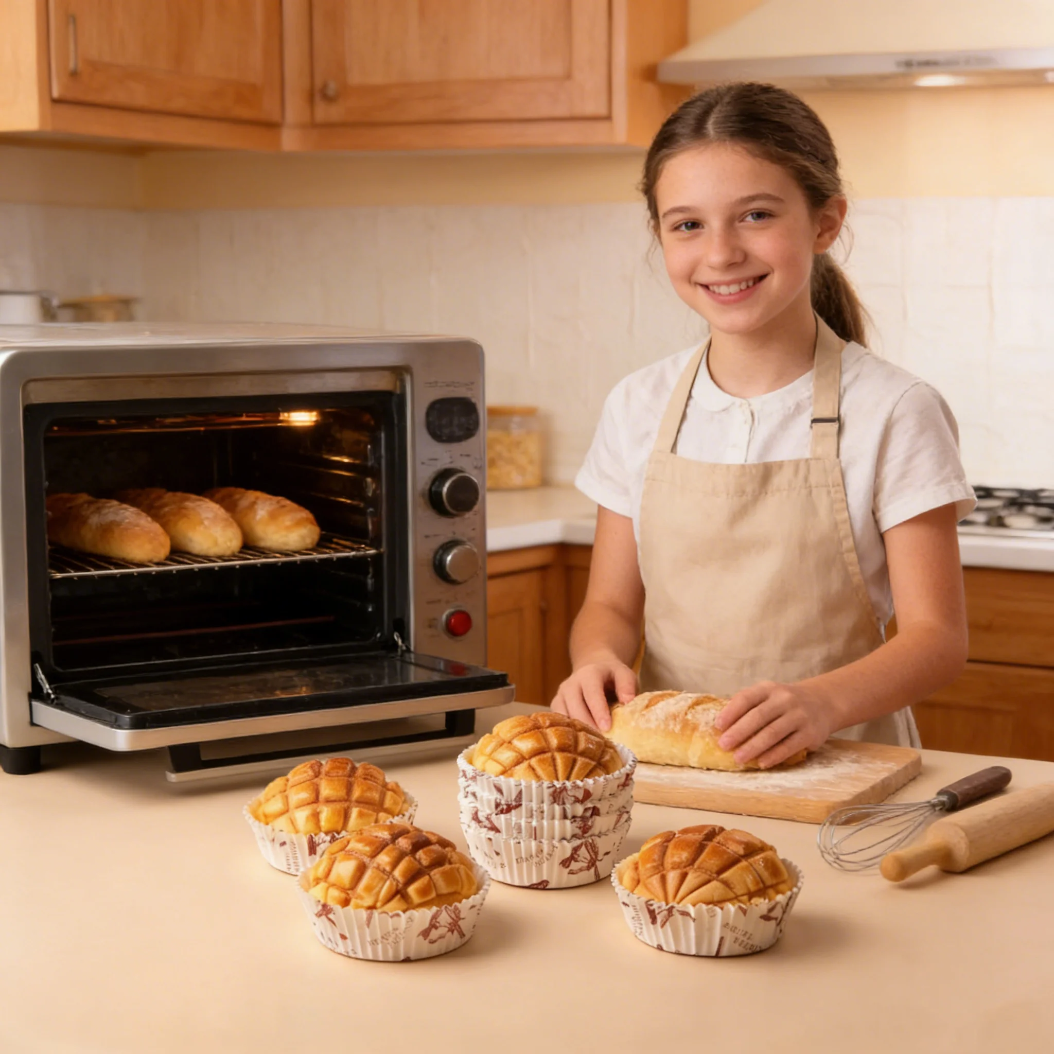 50pcs High-Temperature Resistant Bread Tray Pineapple Bun Hot Dog Cupcake Base Tray Baking Dipping Boat-shaped Windmill Paper