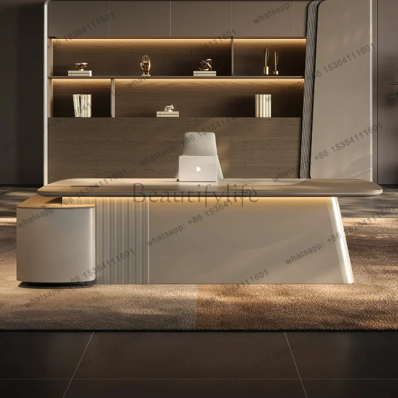 LJY Luxury High-end Boss Table Italian Modern Light High-end Desk Office Desks And Workstations Motion Computer Tables Furniture