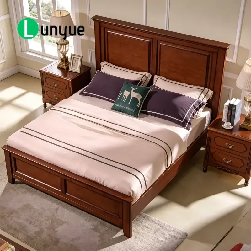 European Style Adjustable King Size Storage Bed Frame Rubber Wood Structure Imitation Leather Interior Luxury Modern Design