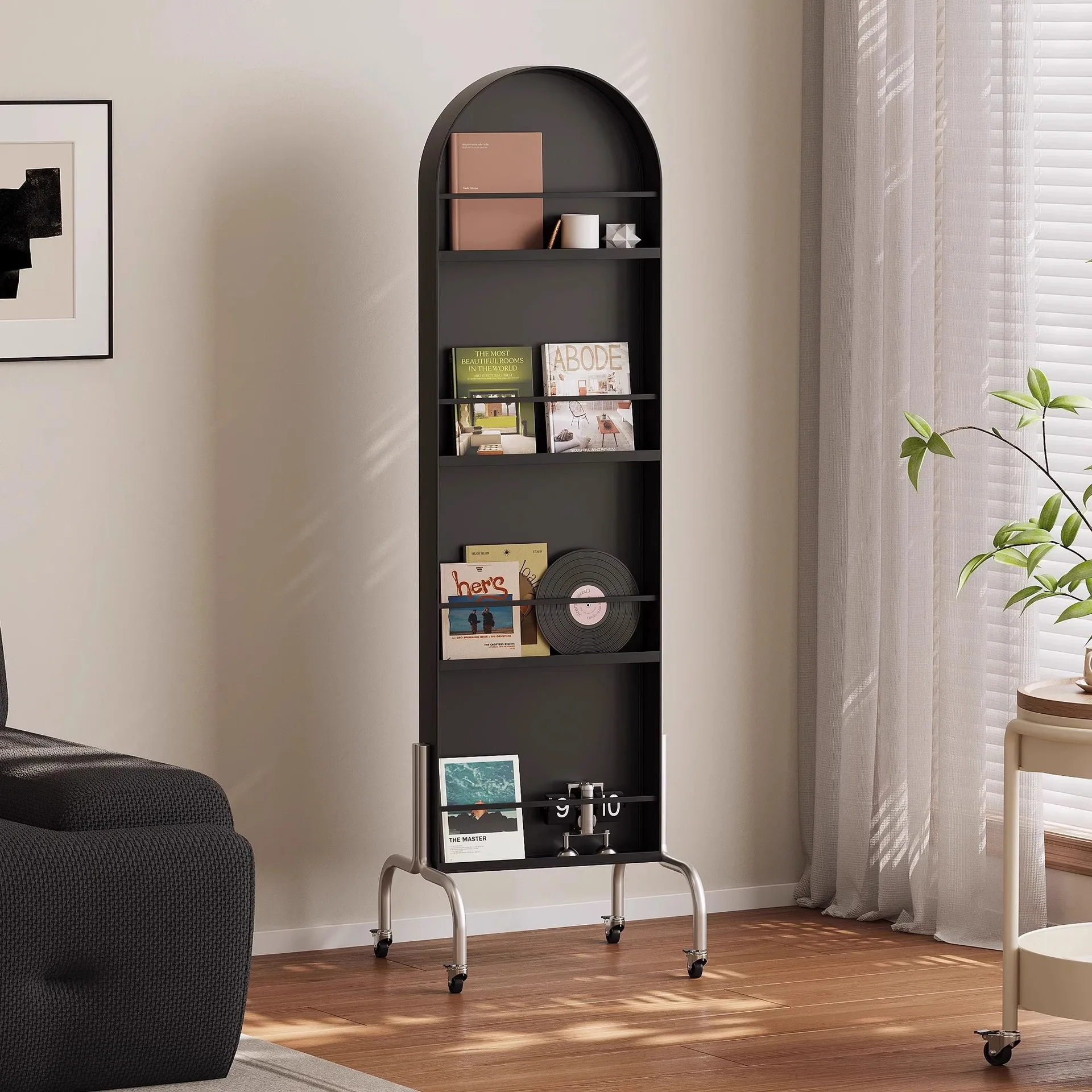 กระจกเงาแบบเต็มตัวเคลื่อนย้ายได้, ห้องนอน, กระจกเงาแบบตั้งพื้นถึงเพดาน, ที่เก็บของ, ชั้นวางหนังสือ, นิตยสาร, กระจกเงาแบบเต็มตัว, ปรับได้