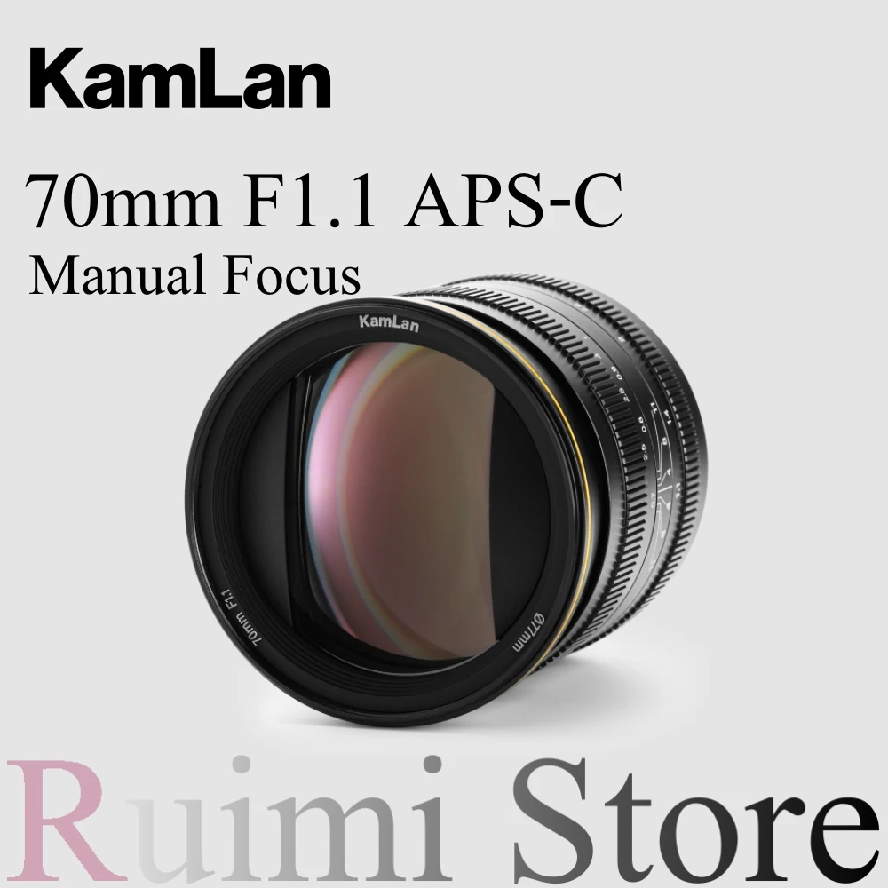 Kamlan 70mm f1.1 APS-C lente de enfoque Manual de gran apertura para cámaras sin espejo Canon EOS-M/Sony E/Fuji X/M43