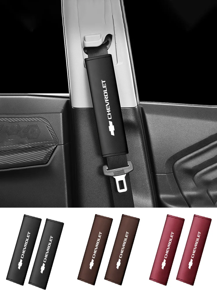 For Chevrolet Cruze Camaro Lova RV Seat Belt Cover Car Accessories PU Leather Safety Belt Shoulder Cover Breathable Protect Pads