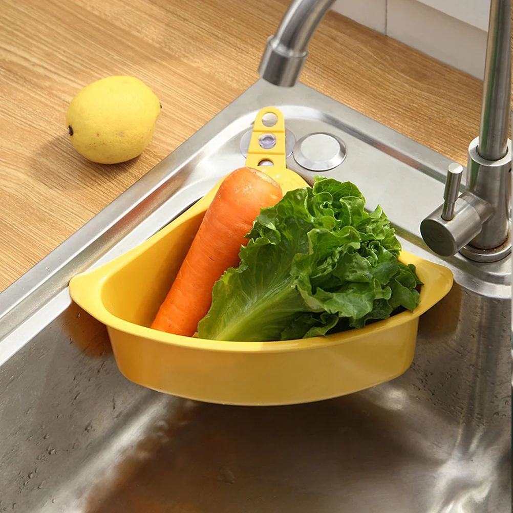 

Sink Draining Basket Triangular Corner Rack Thick Plastic Suction Cup Sponge Holder Kitchen Cleaning Organizer Storage