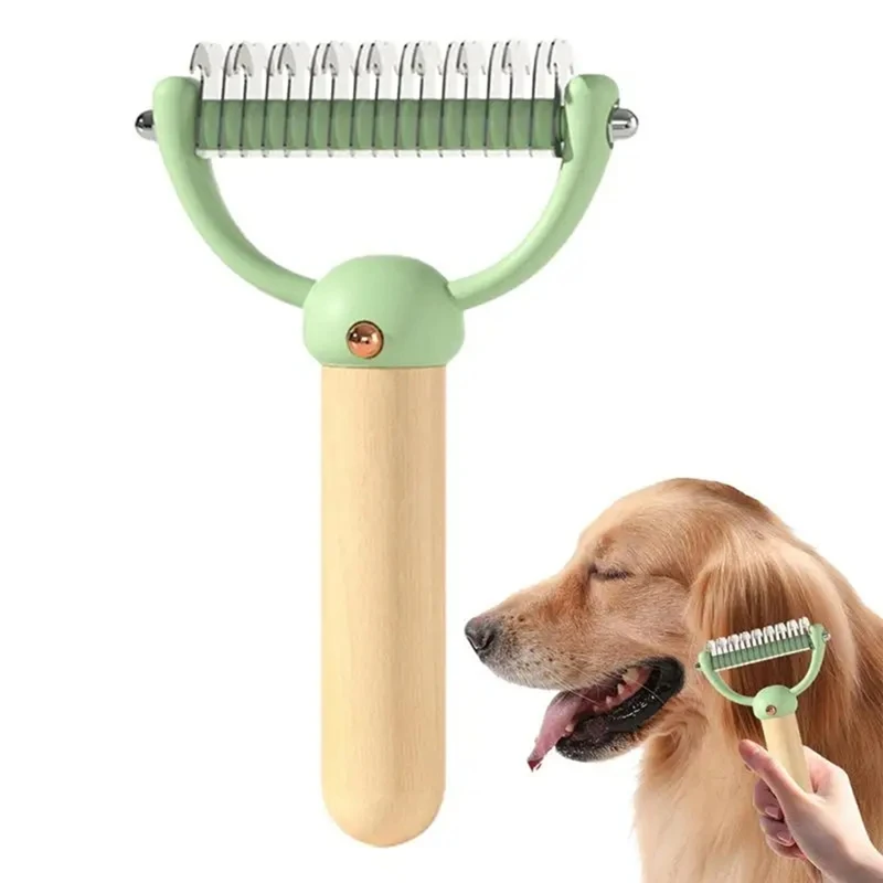 Undercoat Rake Brush Dematting Cat Combs For Grooming Long Haired Cats Double-Sided Undercoat Rake Pet Dematting Rake