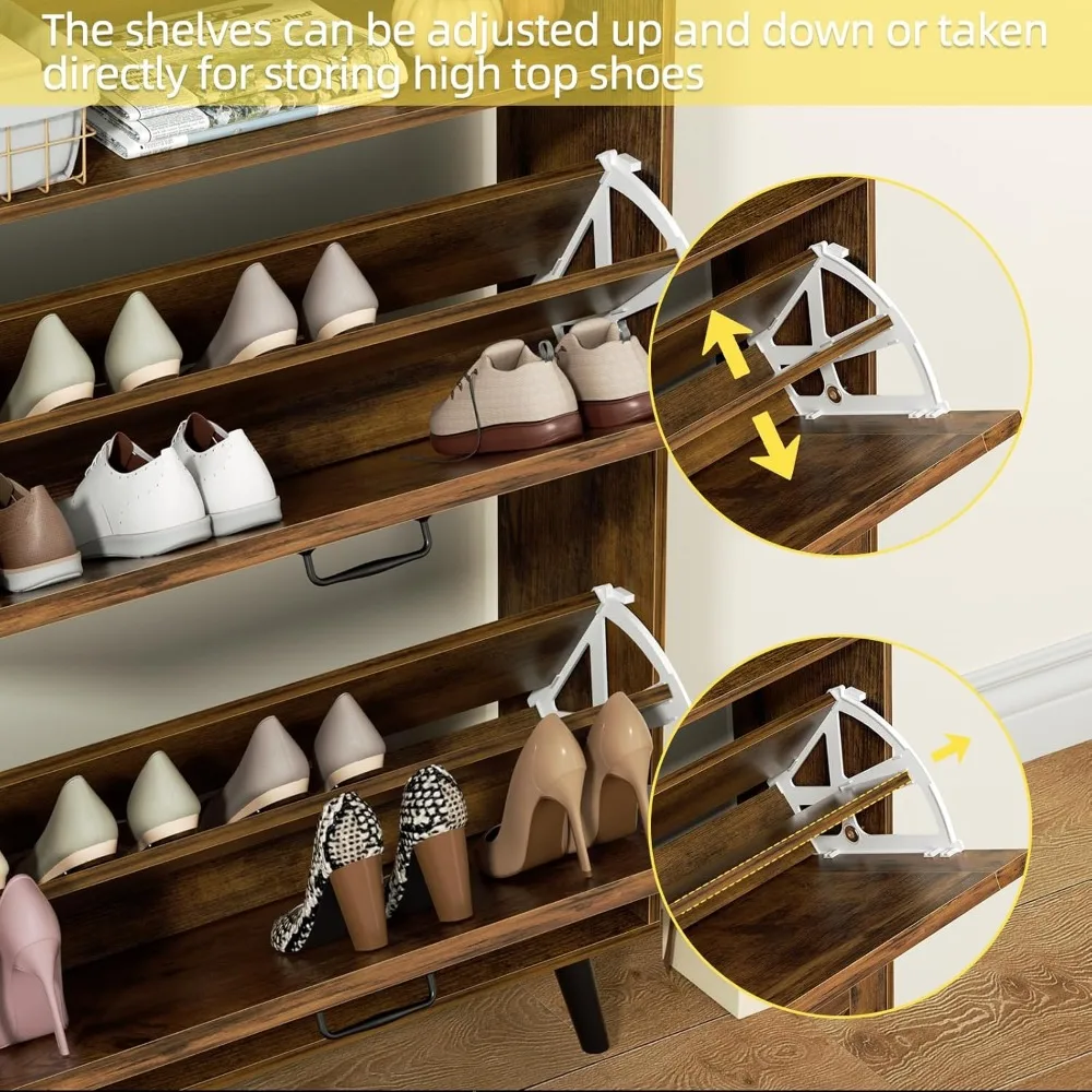 "خزانة أحذية المدخل مع مقعد وأدراج قابلة للطي ورف مفتوح" #5