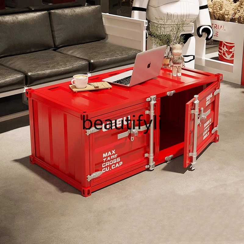 

New industrial style wrought iron locker personalized and creative storage cabinet reception area container cabinet coffee table