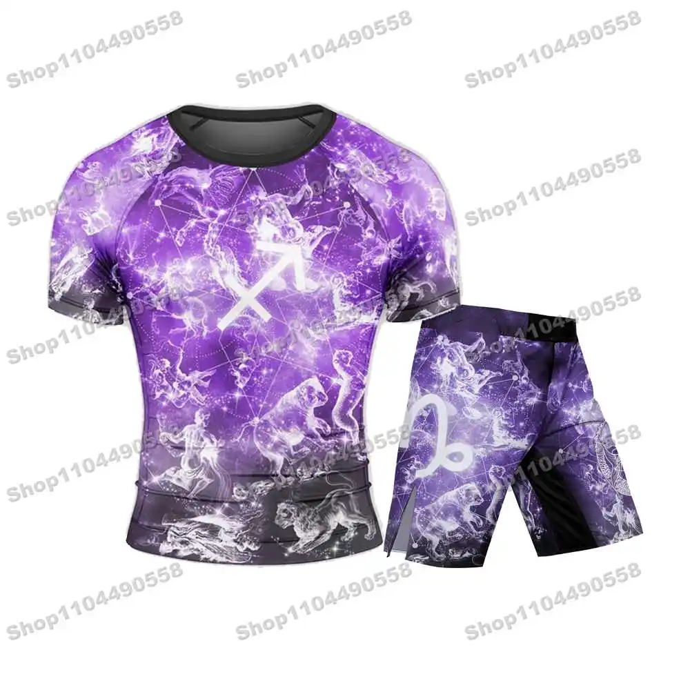 

10-е популярные новые летние рашгарды для серфинга, пляжные купальники для дайвинга, тренажерного зала, с короткими рукавами, ММА, BJJ, мужские комплекты для фитнеса для джиу-джитсу