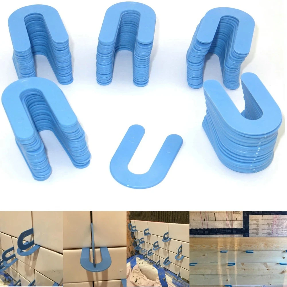 100pcs U-shaped Horseshoe Shims Tile Spacers PP Level Wedges Positioning Clips Cabeceros Piscina Silentblock Rolling Pin Tools