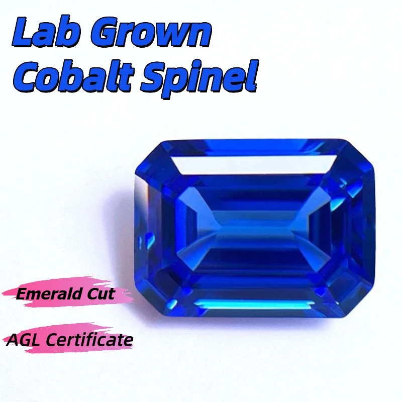 

Lab Grown Cobalt Spinel Emerald Cut Gemstone for DIY Ring Necklace Earrings Main Materials Selectable AGL Certificate