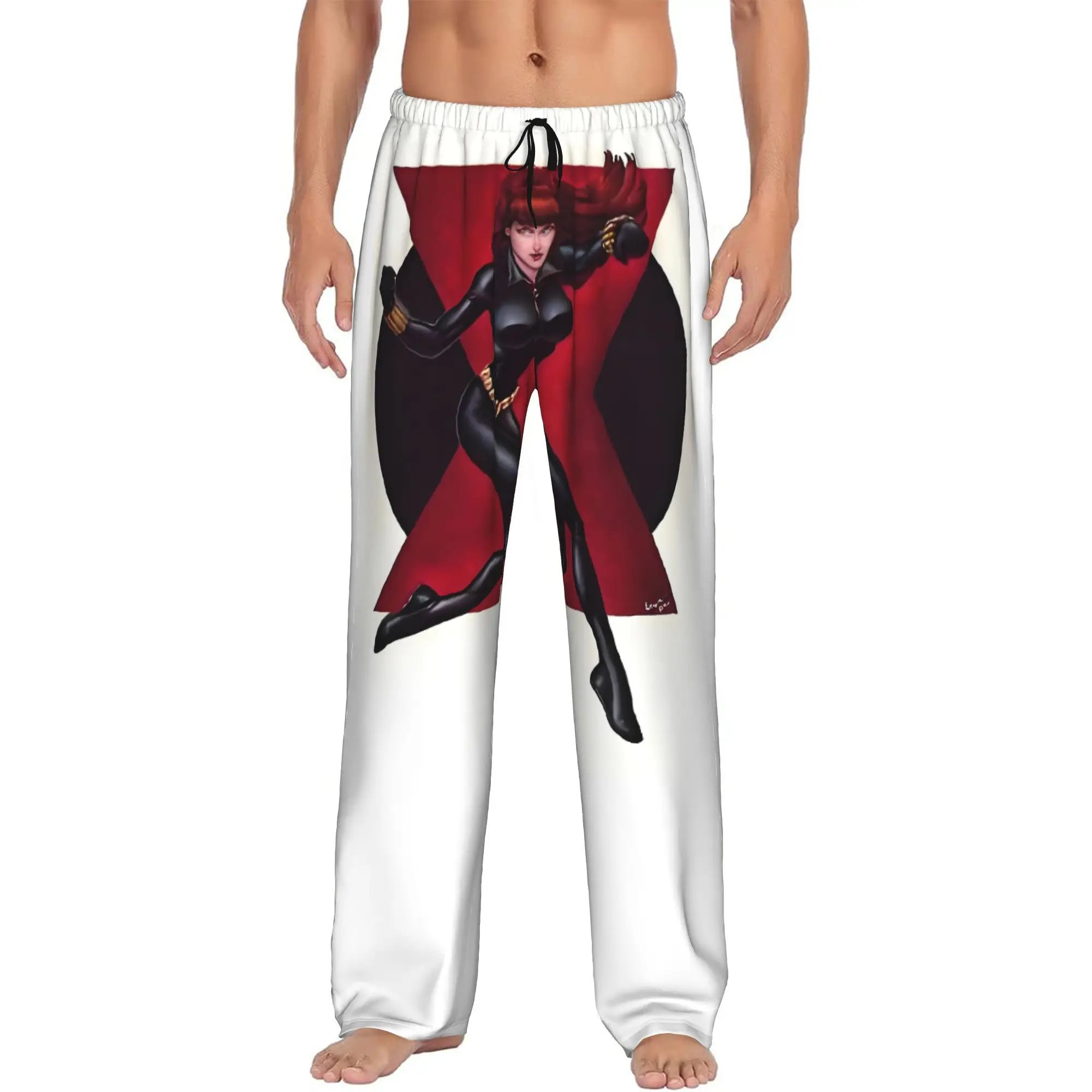 

Custom Vintage Black Anime Widow Pajama Pants Sleepwear Men's Elastic Waistband Sleep Lounge Bottoms with Pockets