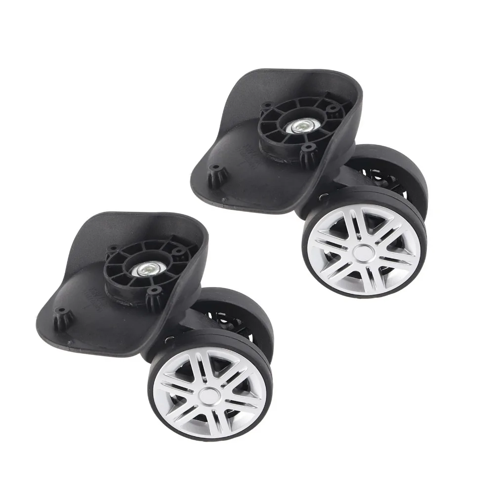 1 Pair Durable Mute Luggage Wheels Double Row Black Suitcase Wheels 360° Rotation Luggage Caster Wheels Suitcase Repair