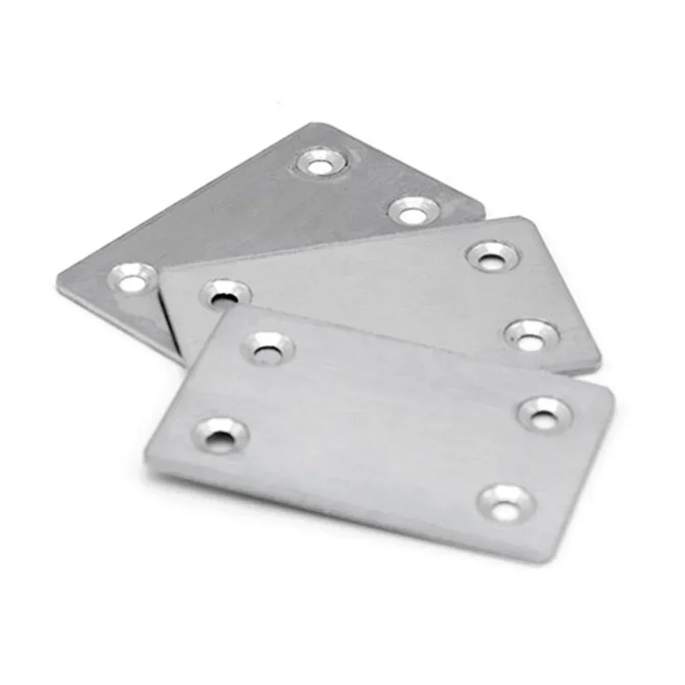 3pcs Stainless Steel 4 Holes Wooden Angle-Corner Brackets Furniture Flat Mending Repair Plate 60*38mm Furniture Accessories