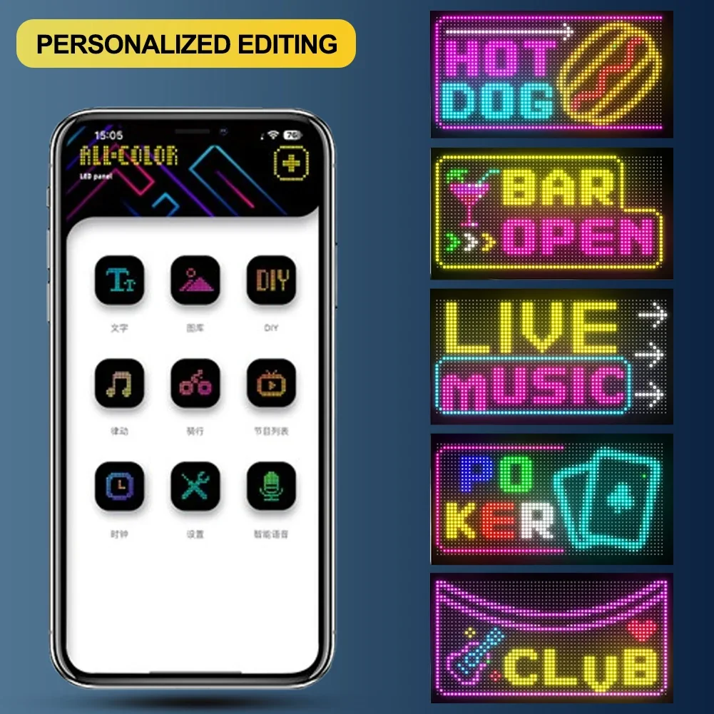 

Universal Car LED RGB APP LED Flexible Matrix Pixel Panel Night Light DIY Programmable LED Storefront Advertise Sign Display