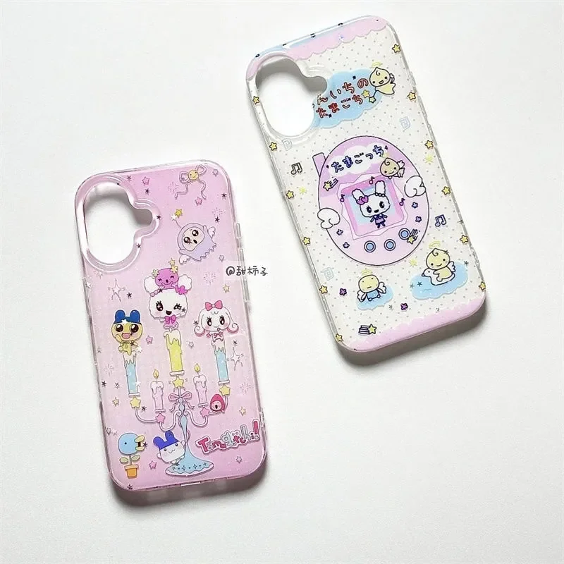 Janpanese mignon Tamagotchi créatif doux belle coque de téléphone pour iPhone 17 AIR 16 15 14 13 12 11 Pro Max Y2K couverture noire claire