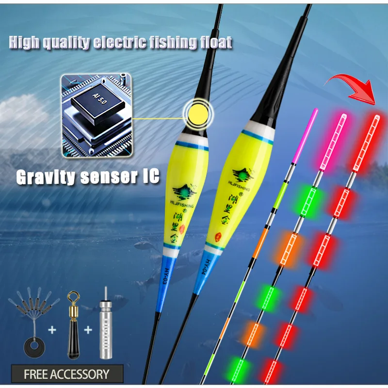 

WLPFISHING Electric Fishing Floats Luminous Bobbers CR425 Gravity Sensor Smart IC Build-in LED Color Change Accessories Tackle