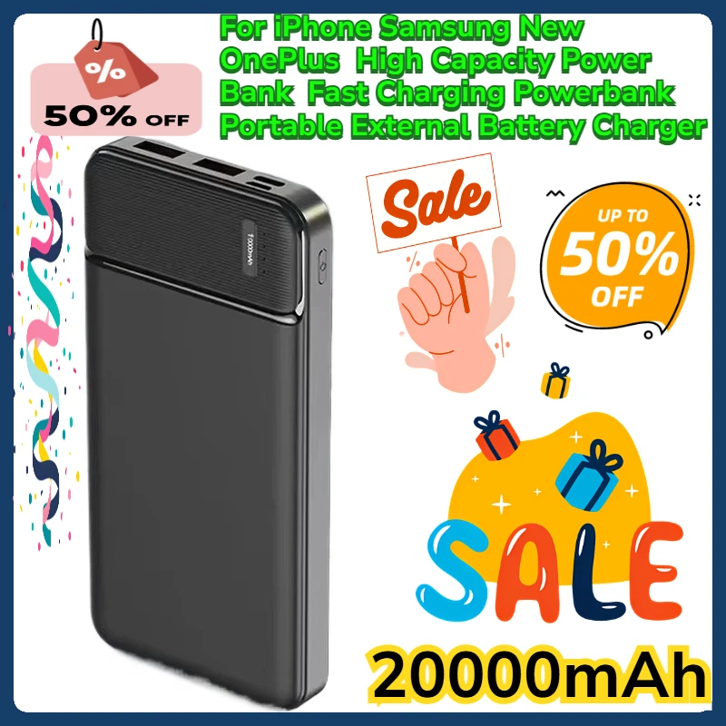 

For iPhone Samsung New OnePlus 20000mAh High Capacity Power Bank Fast Charging Powerbank Portable External Battery Charger