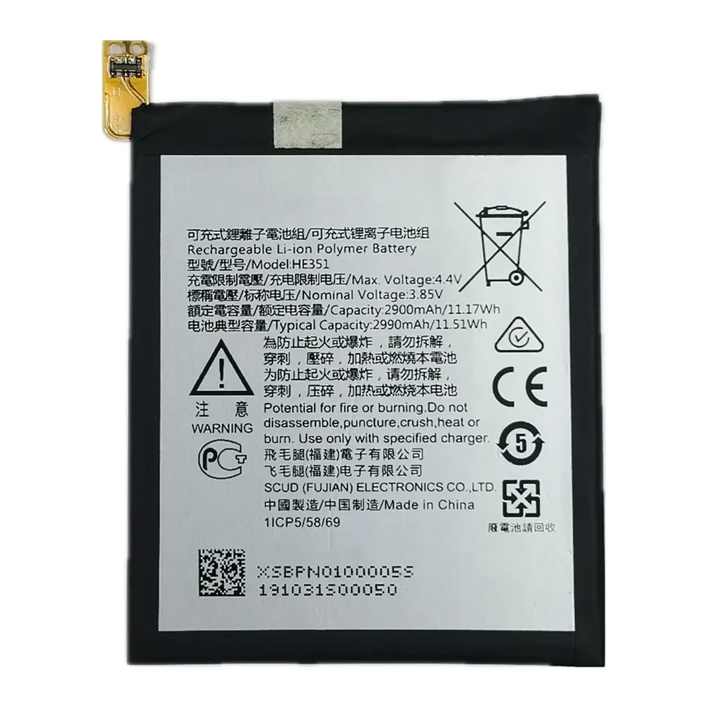 HE351 Original Battery For Nokia 3.1 TA-1049, TA-1057, TA-1063, TA-1070, TA-1074 2900mAh Phone Battery Bateria Batteries