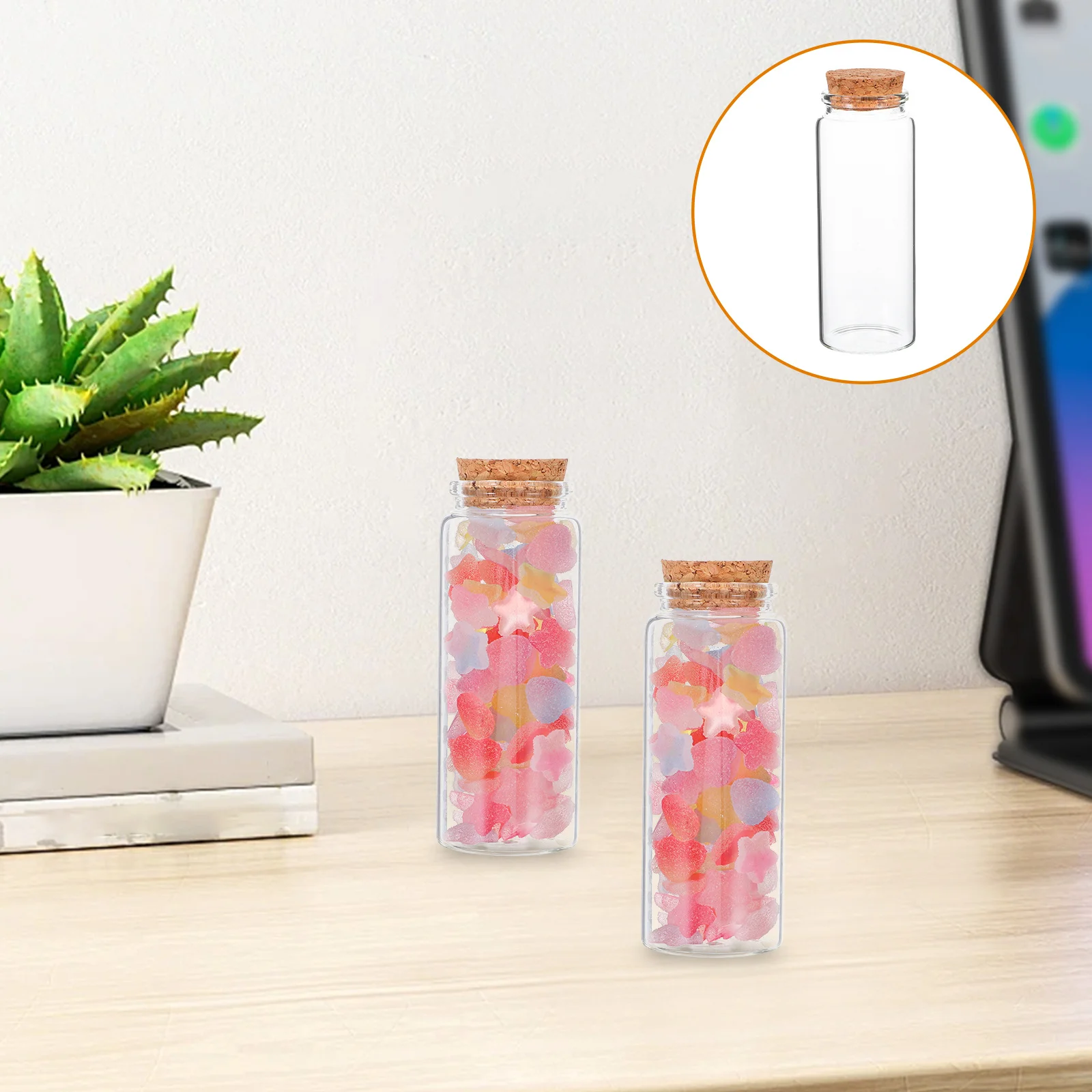 

4Pcs Decorative Glass Bottles Clear Smooth Surface Cork Stopper Secure Seal for DIY Craft Wedding Favors Party Decorations