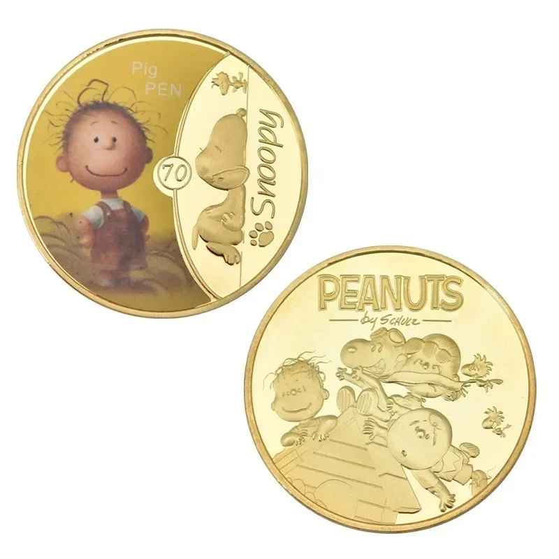 Snoopy Cartoon Commemorative Coin Gold Coin Anime Action Figure Q Figural Anime Cute Decoration Children Birthday Christmas Gift