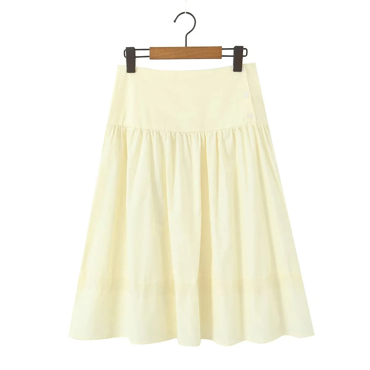 Retro Spliced A-Line Midi Skirt Women's Summer Slimming Loose Flared High Waist French Sle Casual Other Material 00%