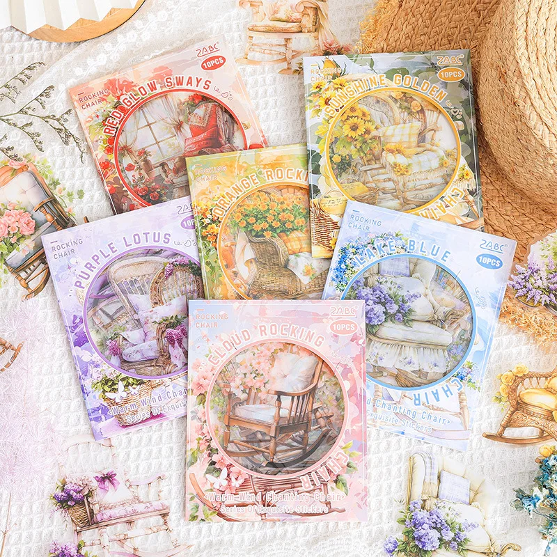 10pcs/lot Kawaii Stationery Stickers Warm Wind Chanting Chair Diary Planner Decorative Sticker Scrapbooking Journal Sticker