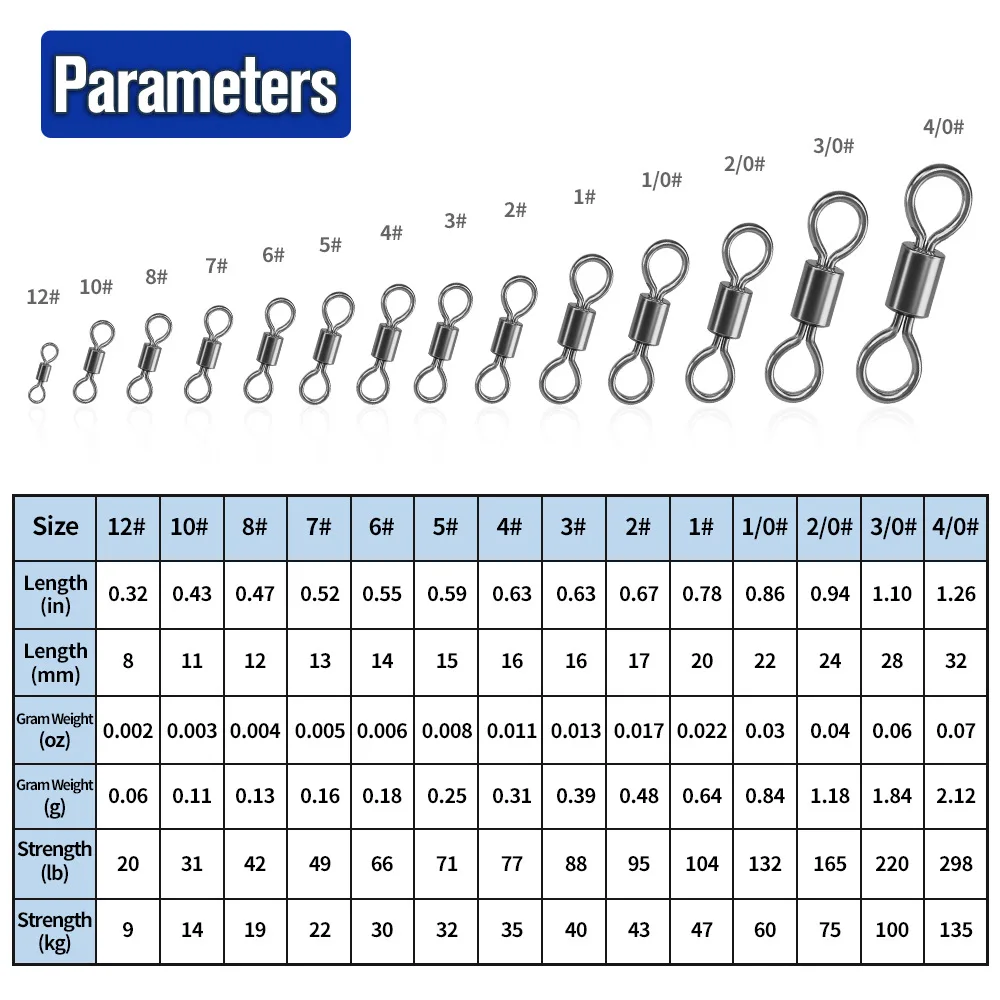 LURETV Figure-eight Ring Connector, High-speed American Swivel, Strong Figure-eight Swivel, Luya Fishing Supplies Accessories