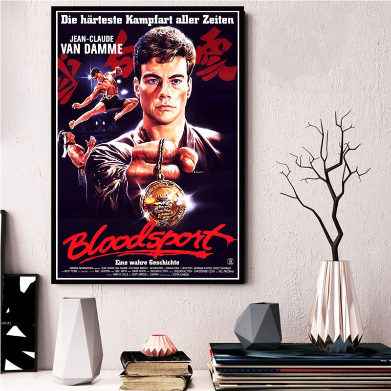 Movie Bloodsport 1988 Vintage Jean-claude Kungfu Film Wall Pictures For Living Room Nordic Decoration Home Decor Obrazy