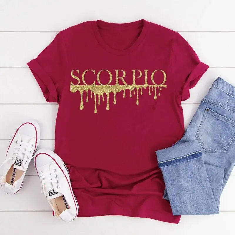 Scorpio Birthday Party Short Sleeve 100% Cotton Top Tee Funny Letter Print Graphic O Neck Streetwear Tshirt goth Drop Shipping