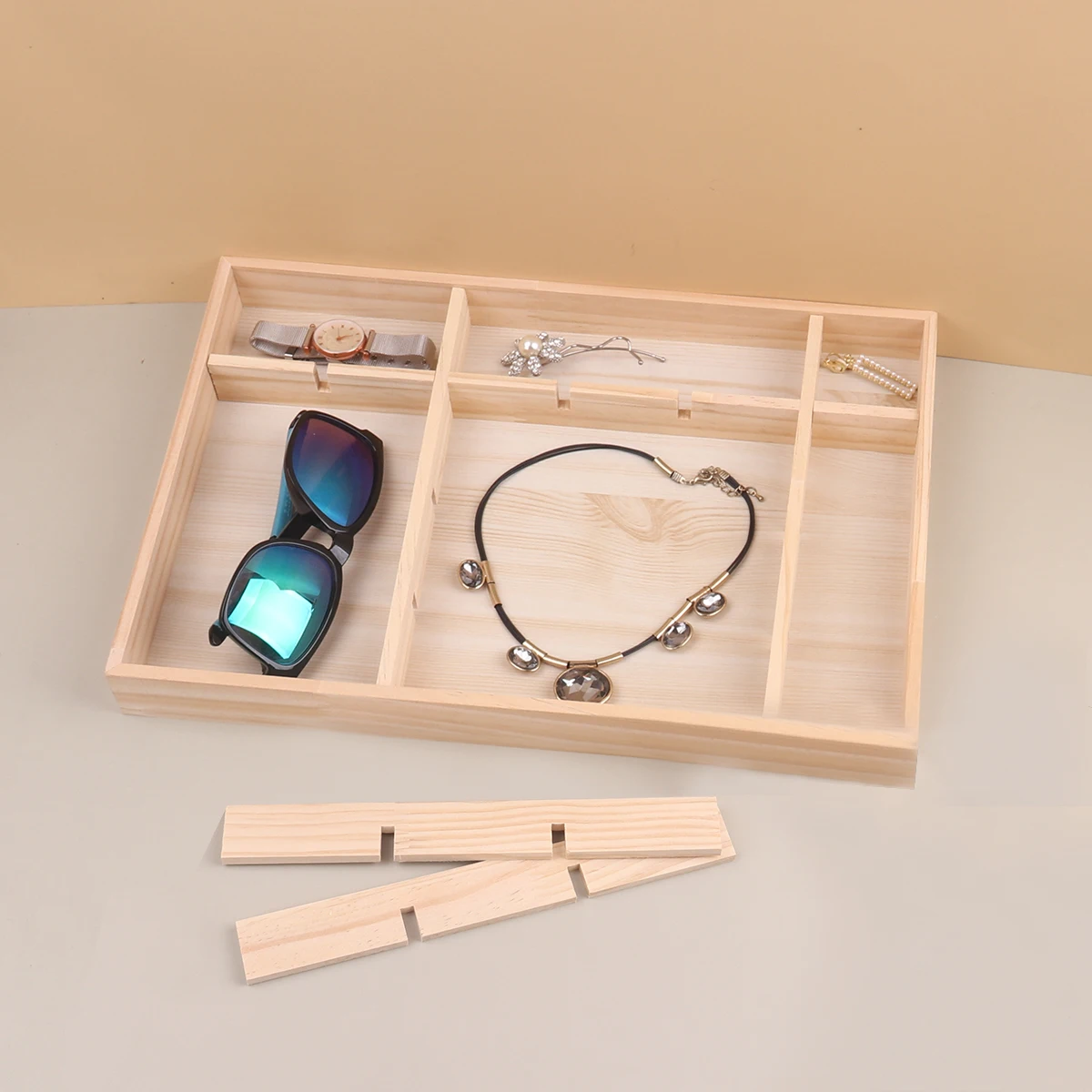 عرض المجوهرات الخشبية، حامل مجوهرات رائع قابل للتكديس، أقراط دائرية محمولة، صندوق منظم للأولاد