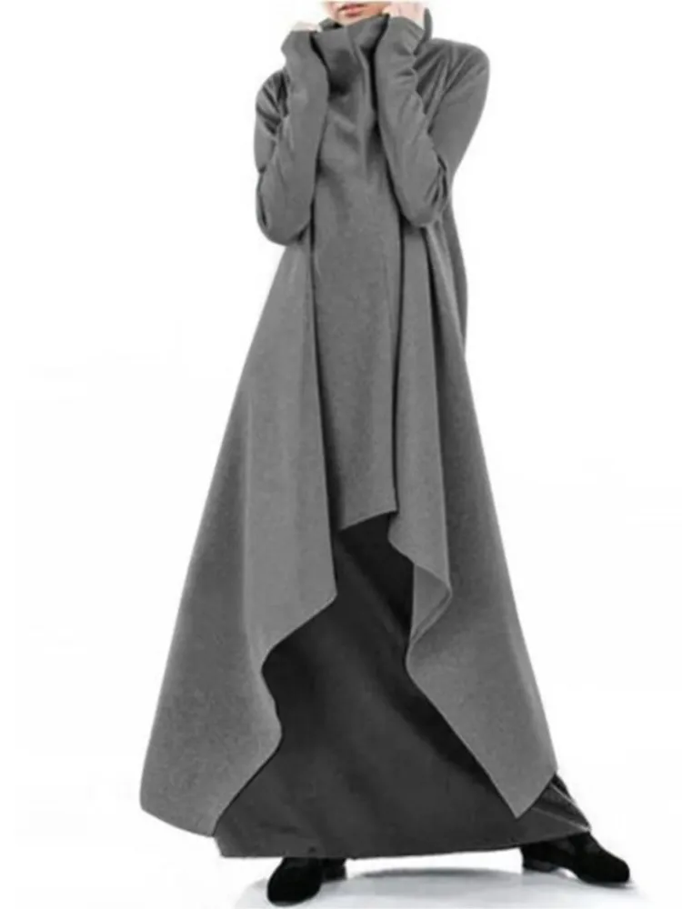 

Women's Loose Irregular Long Hoodie Spring Autumn Fashion High Collar Long Sleeves Pullover Ladies Loose Comfortable Sweatirt