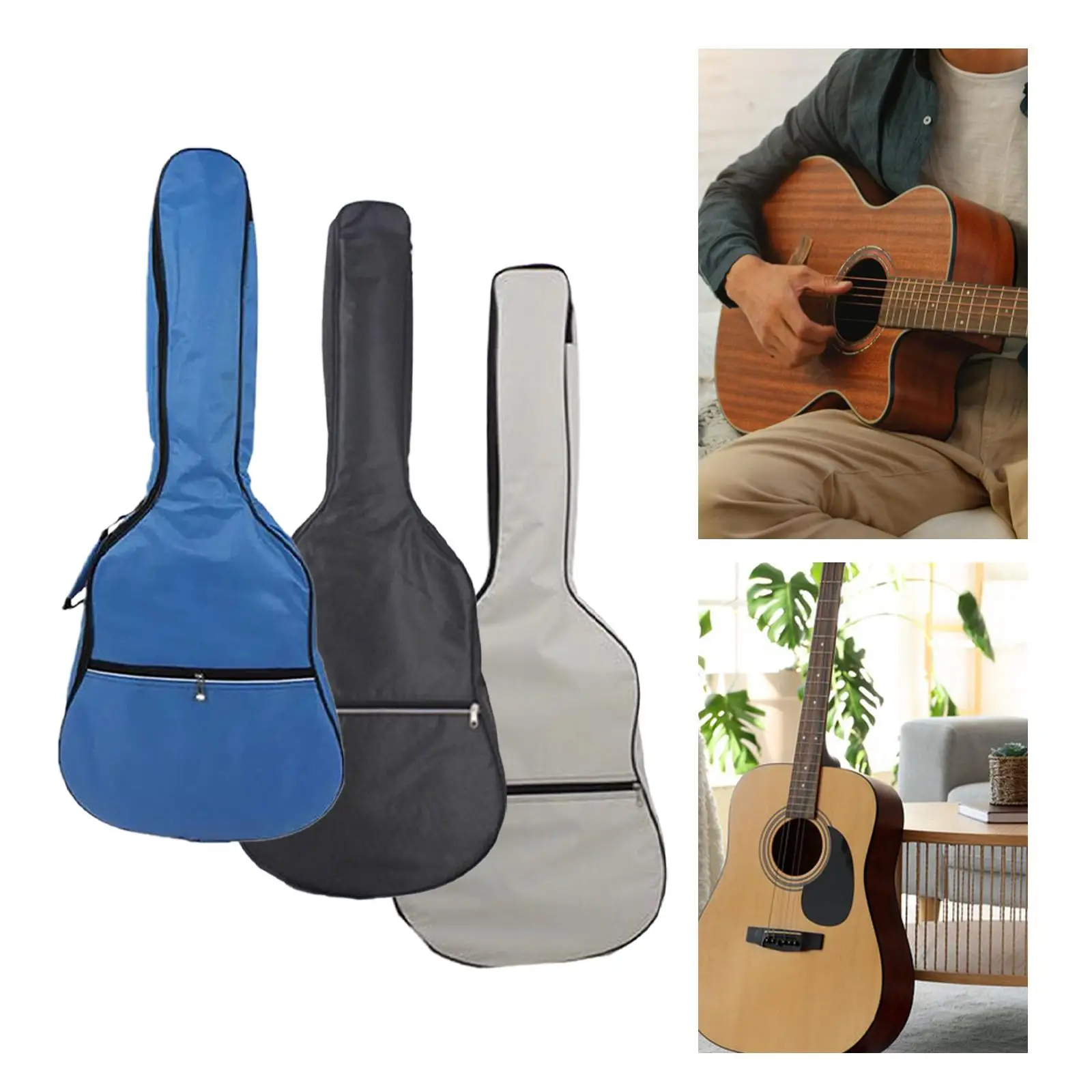 Guitar Gig Bag Thicken Material Waterproof Side Handle Protection Backpack Acoustic Guitar Carrying Case Large Front Pocket view 5